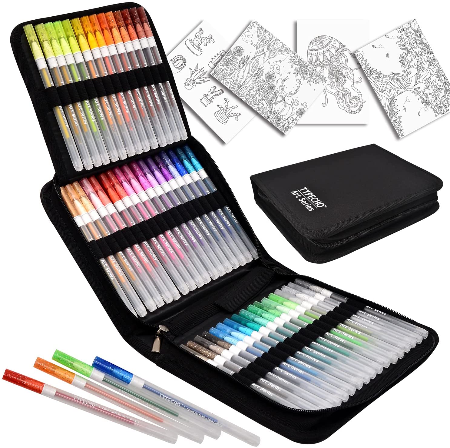 Typecho 96 Color Artist Gel Pen Set with Portable Travel Case